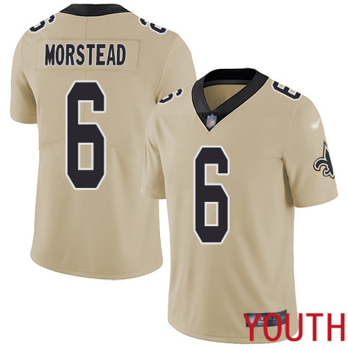 New Orleans Saints Limited Gold Youth Thomas Morstead Jersey NFL Football 6 Inverted Legend Jersey